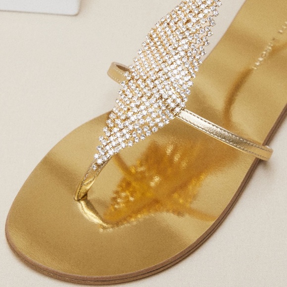 giuseppe zanotti NIB gold leather & crystal sandal - Picture 10 of 14